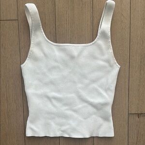 White Ribbed Tank Top